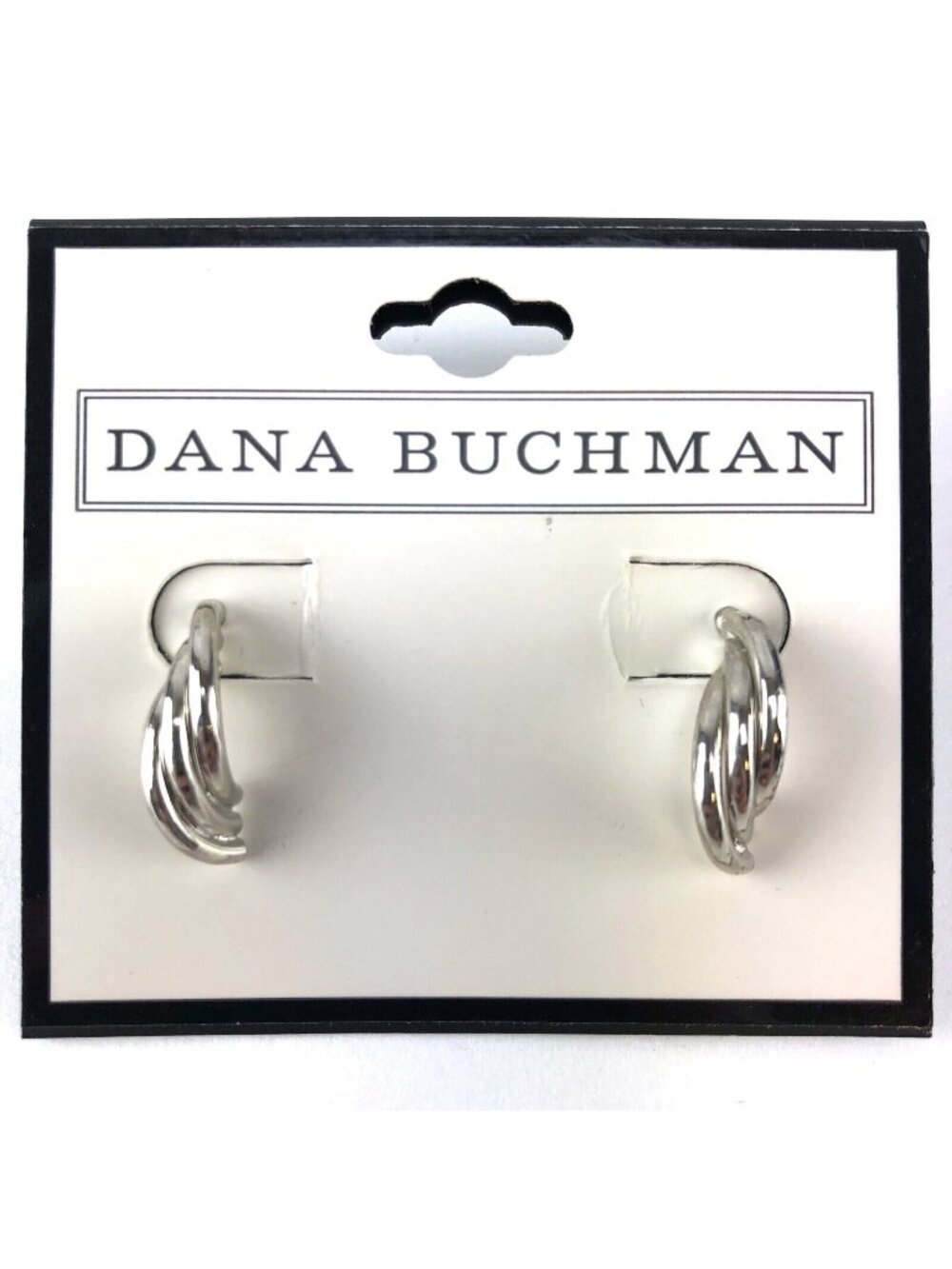 Dana Buchman Earrings Triple Half Hoop Silver-tone Studs